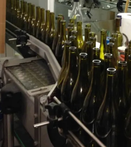 Bottles lining up factory