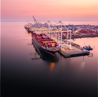 Cargo ship being loaded