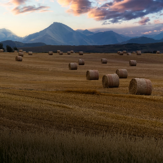 Farm with mountains in the back