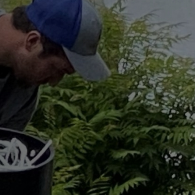 Man working lake