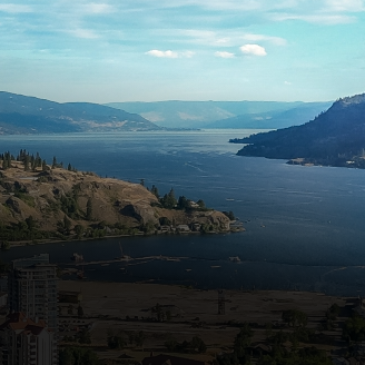 Mountain and lake in a sunny day