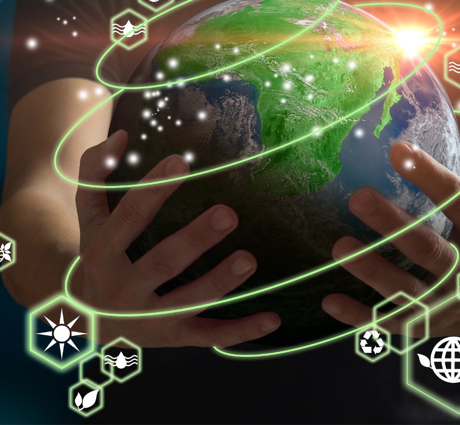 Two hand holding the globe