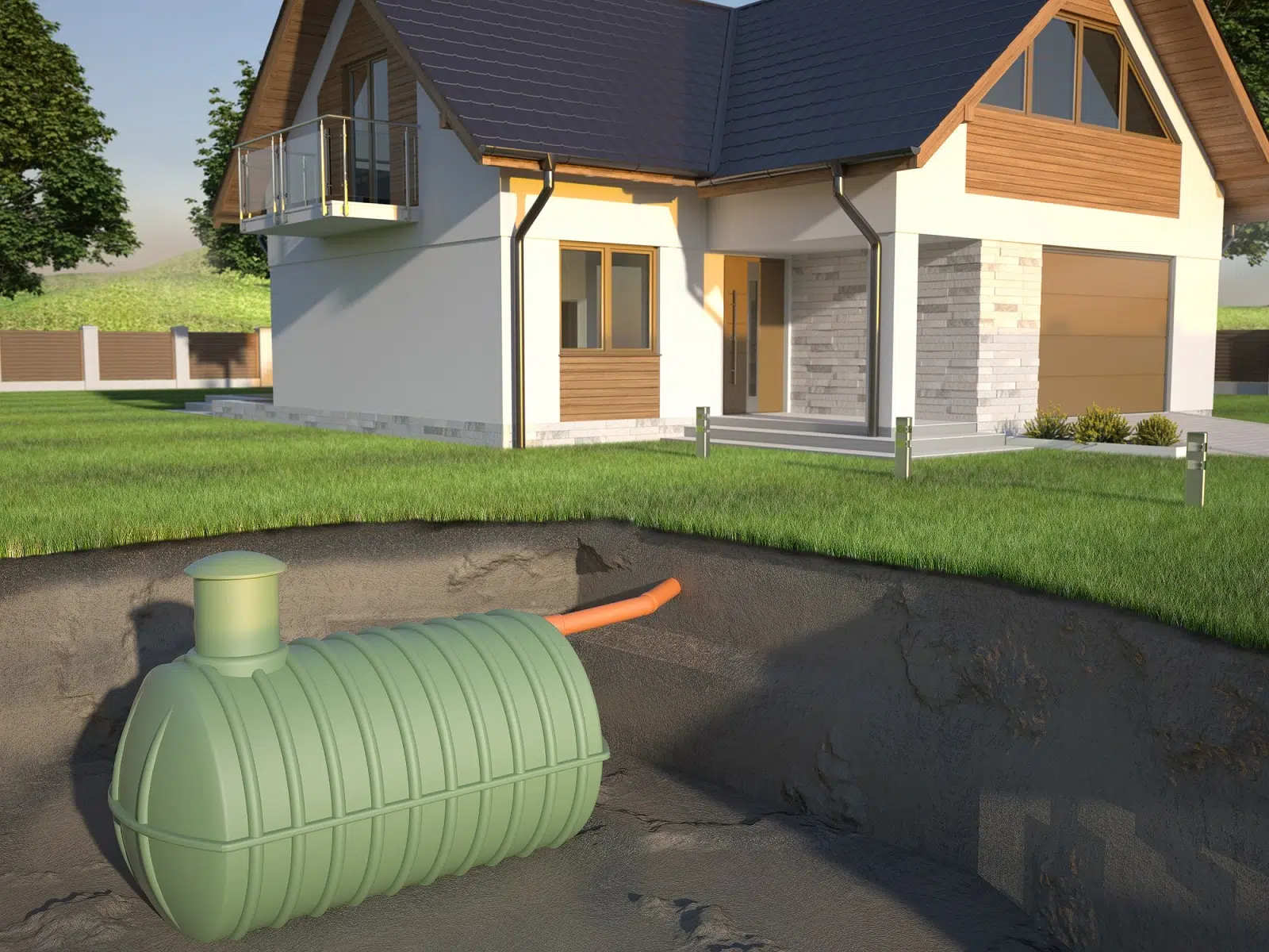 Underground septic tank 3d illustration
