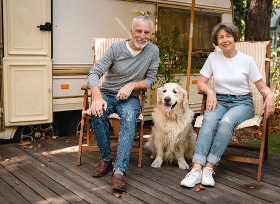 Couple with dog
