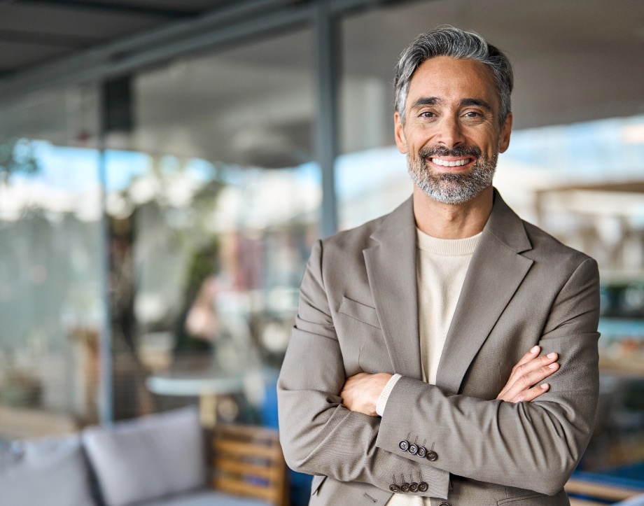 Middle aged man smiling