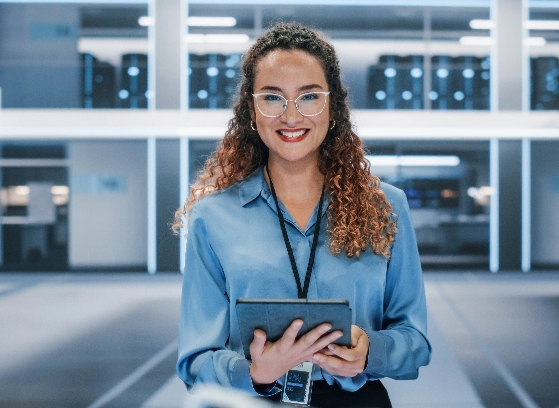 Woman smiling reception